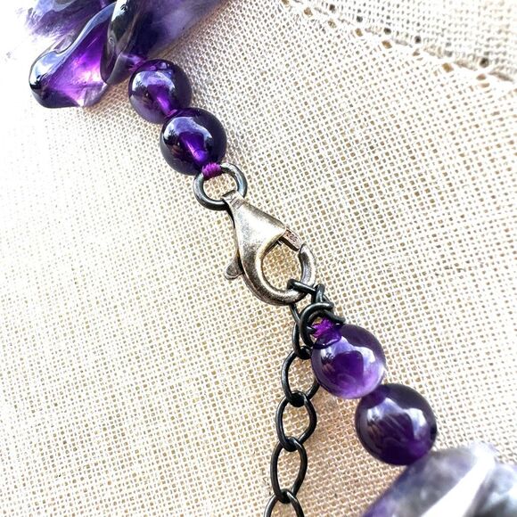 AMETHYST TURQUOISE NATURAL NUGGET necklace STERLING silver clasp - Picture 5 of 10